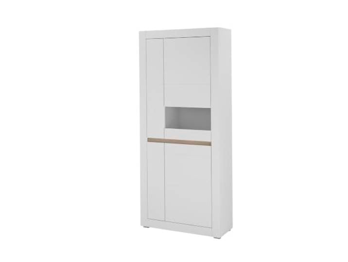 LIVOJO M15 Wohnzimmer Vitrine Vitrinenschrank Glasvitrine 85 x 198 x 35 cm Weiß Matt