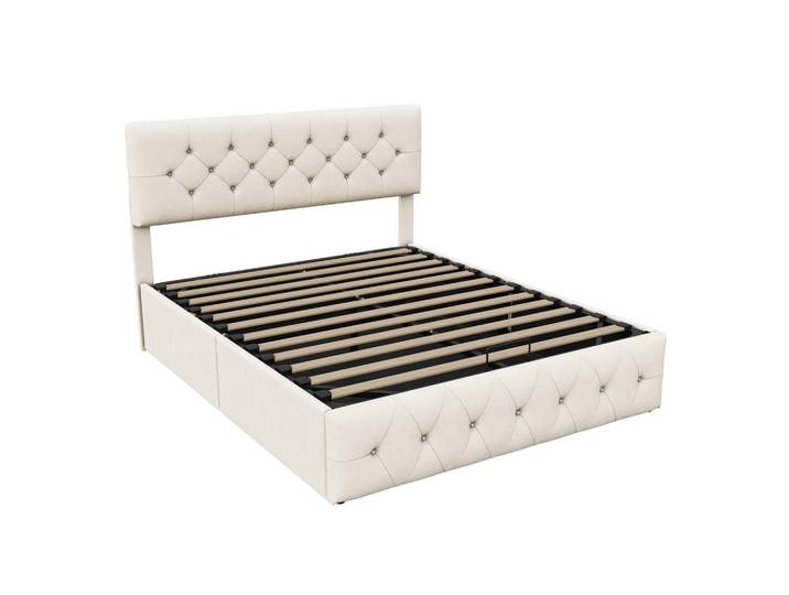 Polsterbett 140x200 cm, Beige, mit Lattenrost, Mode, 140x200 cm, Schlafzimmer, Betten, Polsterbetten