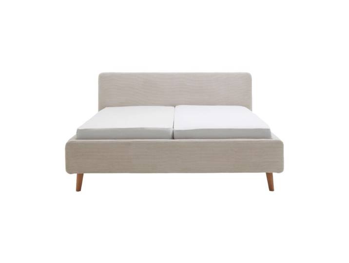 Meise Mattis Polsterbett in Cord optional mit Bettkasten - Cord Poso beige - 160 x 200 - Komfort Modell Skandinavisch, Zeitlos