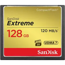 Sandisk Extreme Compact Flash, 800x (128 GB, CF), Speicherkarte, Schwarz