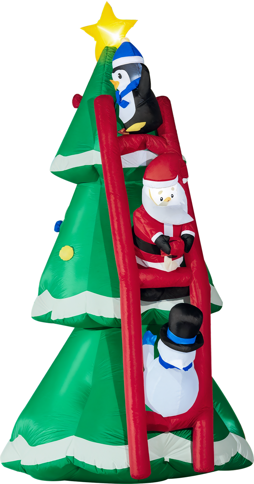 Outsunny Albero di Natale Gonfiabile con Babbo Natale e Luci LED, Gonfiatore Incluso, 162x125x247cm Aosom