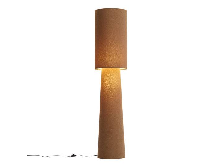 Lampadaire Japandi Marron Tissu Teddy 2 Lumières - Trompet