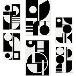 POSTER Set Mit 6 Bauhaus Schwarz Geometrisch A3 & A4 Rahmenlos