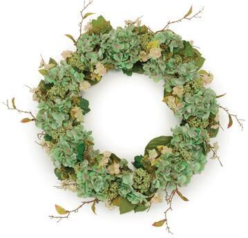 Hydrangea and Seedum Floral Wreath 32IND by Melrose in Green (Size ONE SIZE)
