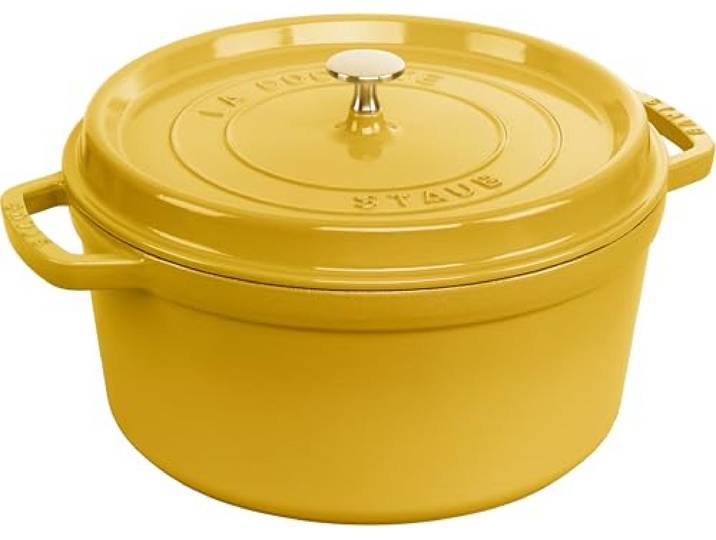 STAUB Cocotte, Gusseisen Bräter, Alle Herdarten inkl Induktion, Rund, 28 cm, 6,7 L, Zitronen-Gelb