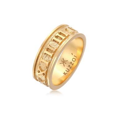 Silberring KUZZOI "Ring Herren Bandring Römische Zahlen 925 Silber" Gr. 58, gold, Fingerringe, Herren, 58, Silber 925 (Sterlingsilber), Silberring