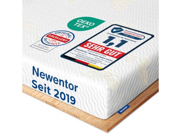 Newentor® Topper 180x200cm H4 H5, eingetragenes Design, Ergo-Viscoschaum 7 cm hoch, 2-in-1 Härtegrad Matratzen Topper, Öko-Tex, waschbarer Bezug, für Matratze, Boxspringbett, Schlafsofa