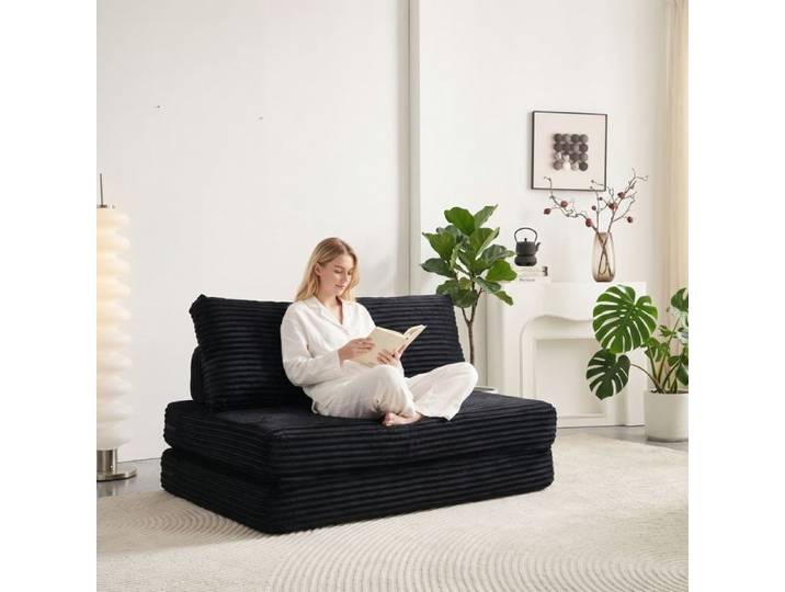 Canapé de salon 140x100x85 cm Noir Tissu canapé convertible salon moderne ce canapé se transforme en deux configurations