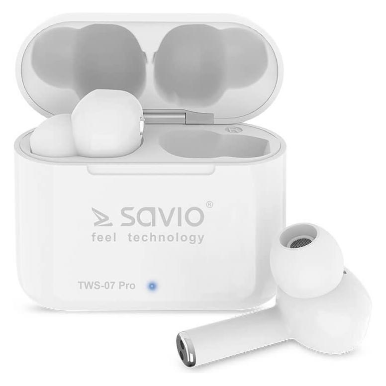 Savio TWS-07 PRO Bluetooth Earphones Kopfhörer Weiss (4 h, Kabellos) (TWS-07 PRO)