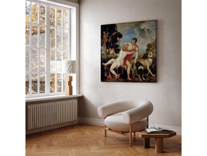 Leinwandbild Venus and Adonis Filz Rot/Rot 40 x 40cm