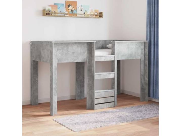 RJPLMFV Etagenbett, grau, Beton, 75 x 190 cm, für Kinder Holz, 2 Betten inklusive, modernes Design, inklusive Latten, geteiltes Schlafzimmer