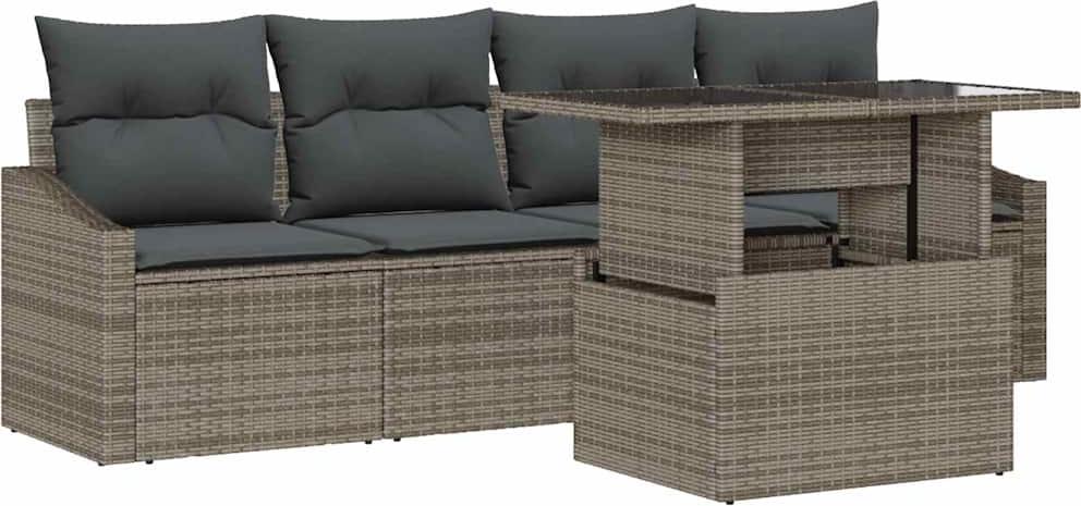 vidaXL Gartensofa-set 5 stk. Grau Poly-Rattan