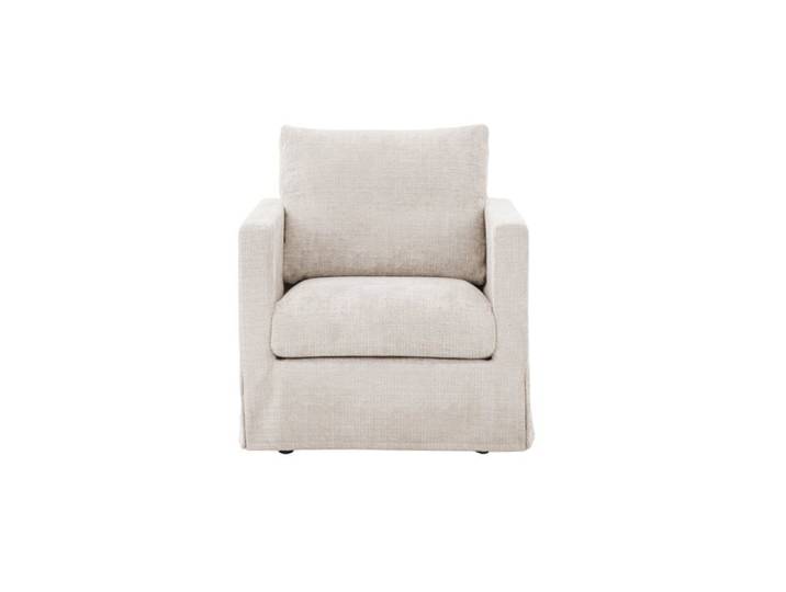 LEONIE - Fauteuil tissu chenille déhoussable - Beige