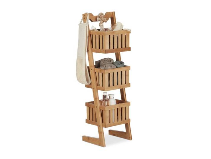 Relaxdays Badregal Bambus 3 Körbe