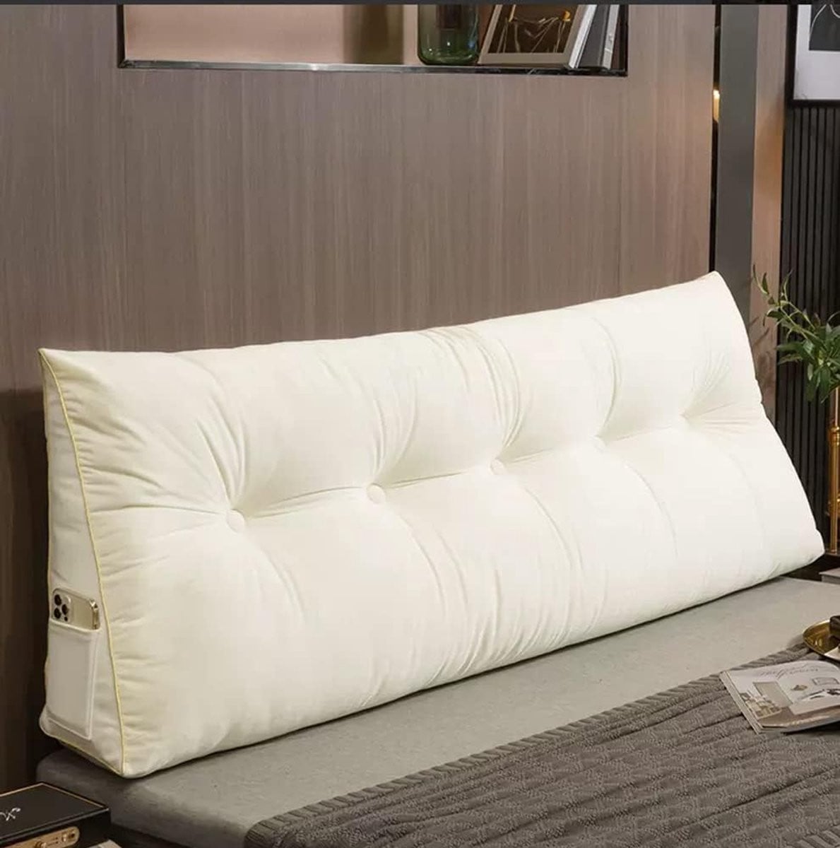 Driehoekig leeskussen met afneembare hoes voor volwassenen - Beige