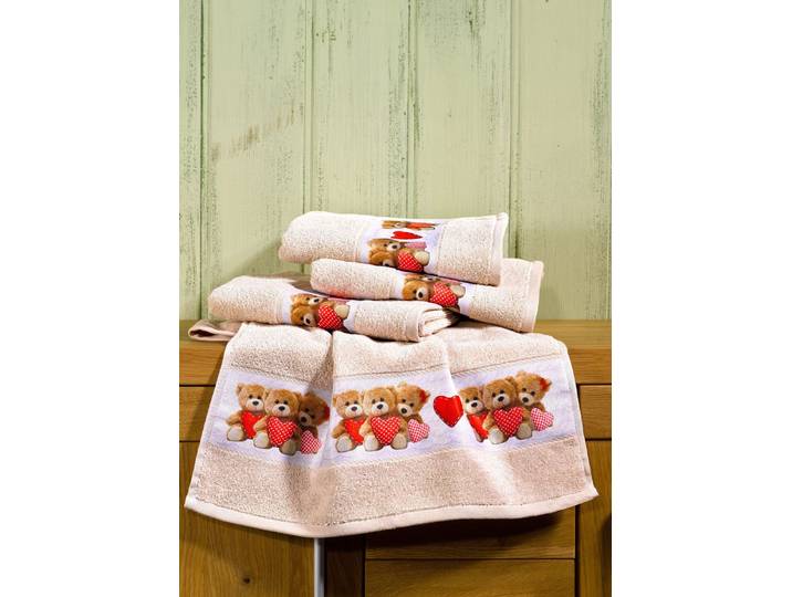 Frottier-Serie mit Bärchen, Beige, Größe 205 (5-teiliges Sparset)