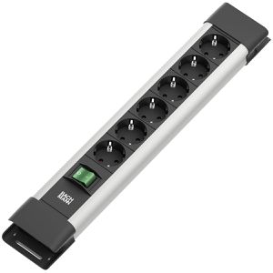 Bachmann Steckdosenleiste 330.101 Connectus, 2m, 6-fach in silber, mit Schalter