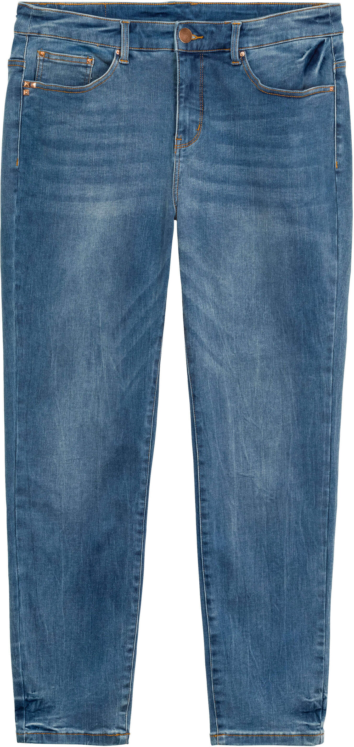 Bequeme Jeans SHEEGO "Stretch-Jeans Skinny Jeans mit Bodyforming-Effekt", Damen, Gr. 20, K-Gr, blau denim, Sportlich, Jeans Bequeme Jeans, Skinny mit Bodyforming-Effekt