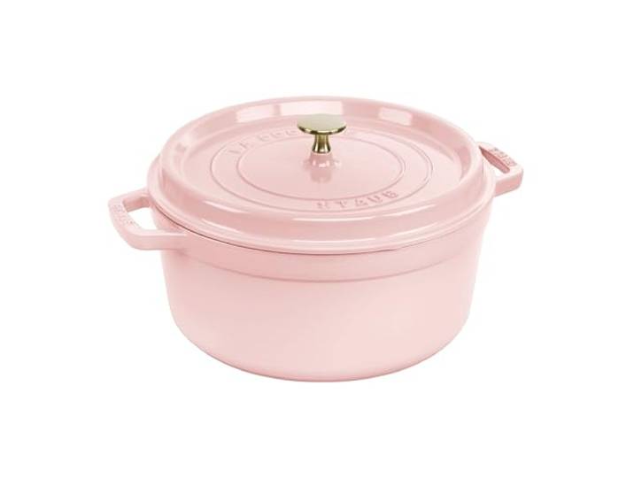Staub Gusseisen Rund Cocotte, Dutch Oven, 7 l, für 7-8 Personen, Hergestellt in Frankreich, Pfingstrose Rosa