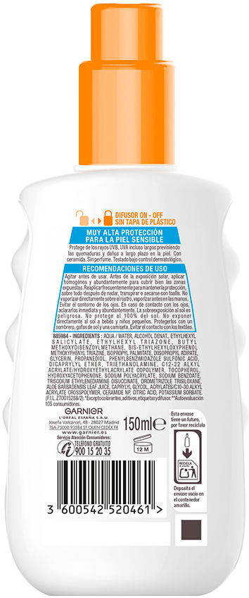 Garnier Sensitive Advanced spray protector SPF50+ 150 ml