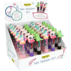 Online, Schreibstifte, MINI MULTIPEN - Kugelschreiber (Blau, Grün, Multicolor, Rosa, Rot, 36x)