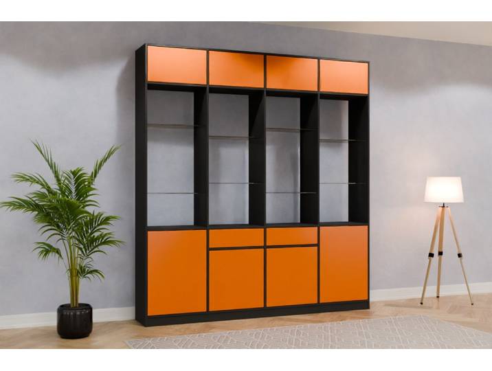 Raumteiler Regal nach Maß - RAL 2011 Tieforange - 260x240x40cm - Individuell konfigurieren