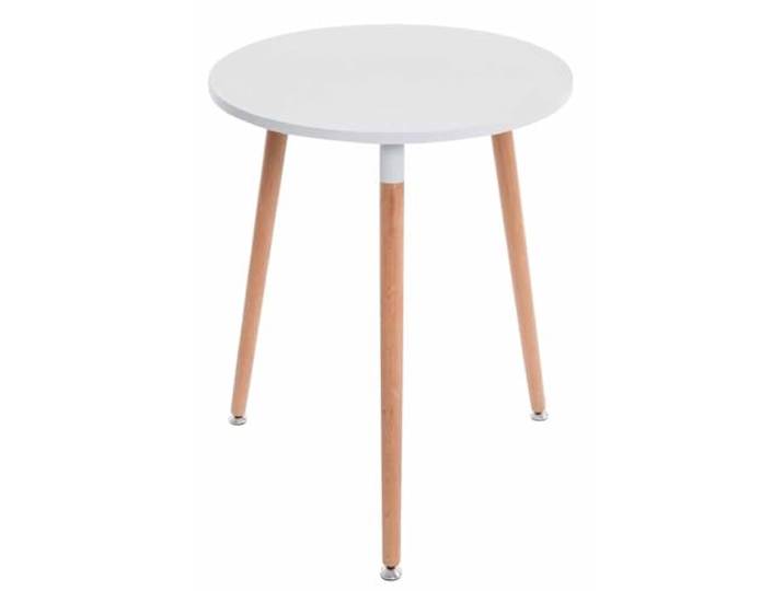 CLP Retro-Design Küchentisch Amalie mit 3 Holzbeinen I I rund Ø 60 cm I Tischhöhe 75 cm Farbe weiß Gestell Farbe Natur