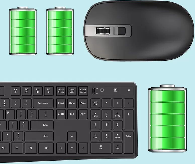 INF 2.4G Wireless Tastatur- und Maus-Kombination - Schwarzes Set mit AAA-Batterien