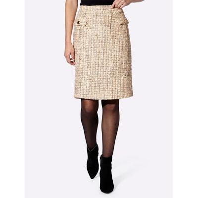 Webrock HEINE, Damen, Gr. 38, beige (champagner, sand, gemustert), 90% Polyester, 10% Polyacryl, gemustert, mehrfarbig, kurz, Röcke