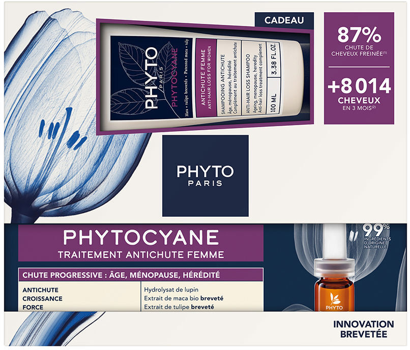 Phytocyane Women - Conjunto de Shampoo e Perda Progressiva para Queda de Cabelo - 2 unidades