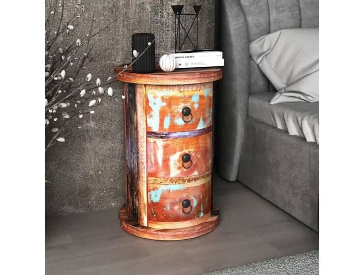 Armoire chambre - CHIC - Meuble de Rangement avec 3 tiroirs - Bois de récupération massif