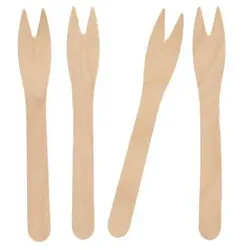 PapStar 88199 25 Snack-Gabeln, Holz, pure, 12.1cm