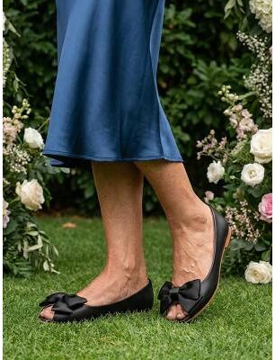 LightInthebox Women's Peep-Toe Ballet Flats with Bow Detail, Elegant Outdoor Resort Footwear
