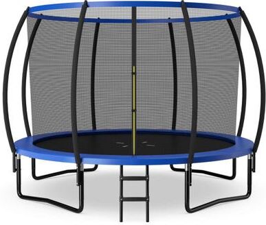 Costway 12FT ASTM Approved Recreational Trampoline with Ladder-Blue