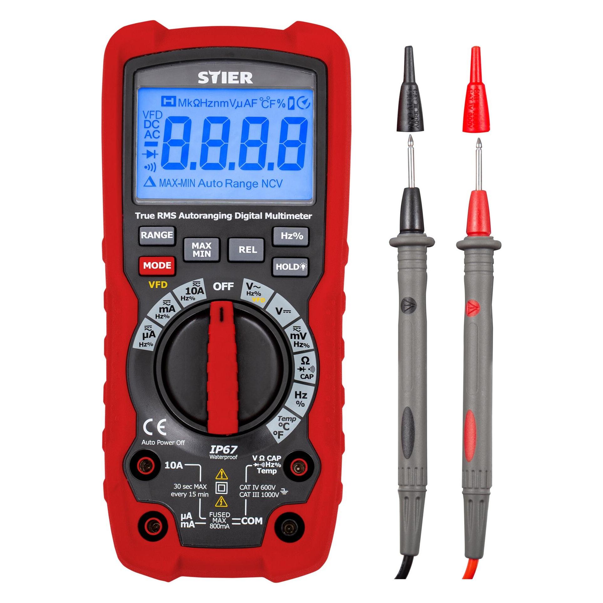 Stier Profi Multimeter 60mV - 1000V AC/DC CAT III 1000V CAT IV 600V VFD RMS (CAT III 1000V, CAT IV 600V, Hand-Multimeter) (54061585)