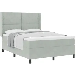 vidaXL, Boxspringbett, Boxspringbett Mit Matratze Samt Hellgrau (160 x 200 cm)