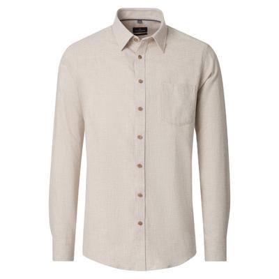 Flanellhemd CASAMODA "CASAMODA Flanellhemd uni", Herren, Gr. XL, Normalgrößen, beige, 100% Baumwolle, unifarben, lässig geschnitten, Hemden