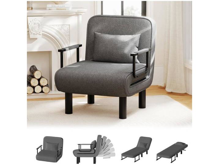 Chauffeuse Canapé-Lit 4-en-1 - Fauteuil Lit Convertible 1 Place avec Dossier Réglable 6 Positions Lit d'Appoint