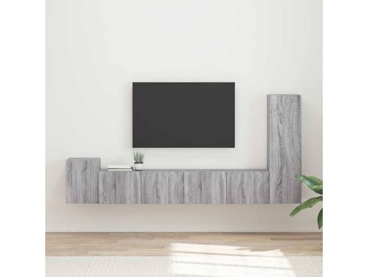 GKMBCVDFR TV-Schrankset 3er Grau Sonoma Holzwerkstoff Wandschrank Wandmontage, vorgebohrte Löcher, viel Stauraum, robustes Holzwerkstoff, moderne Optik