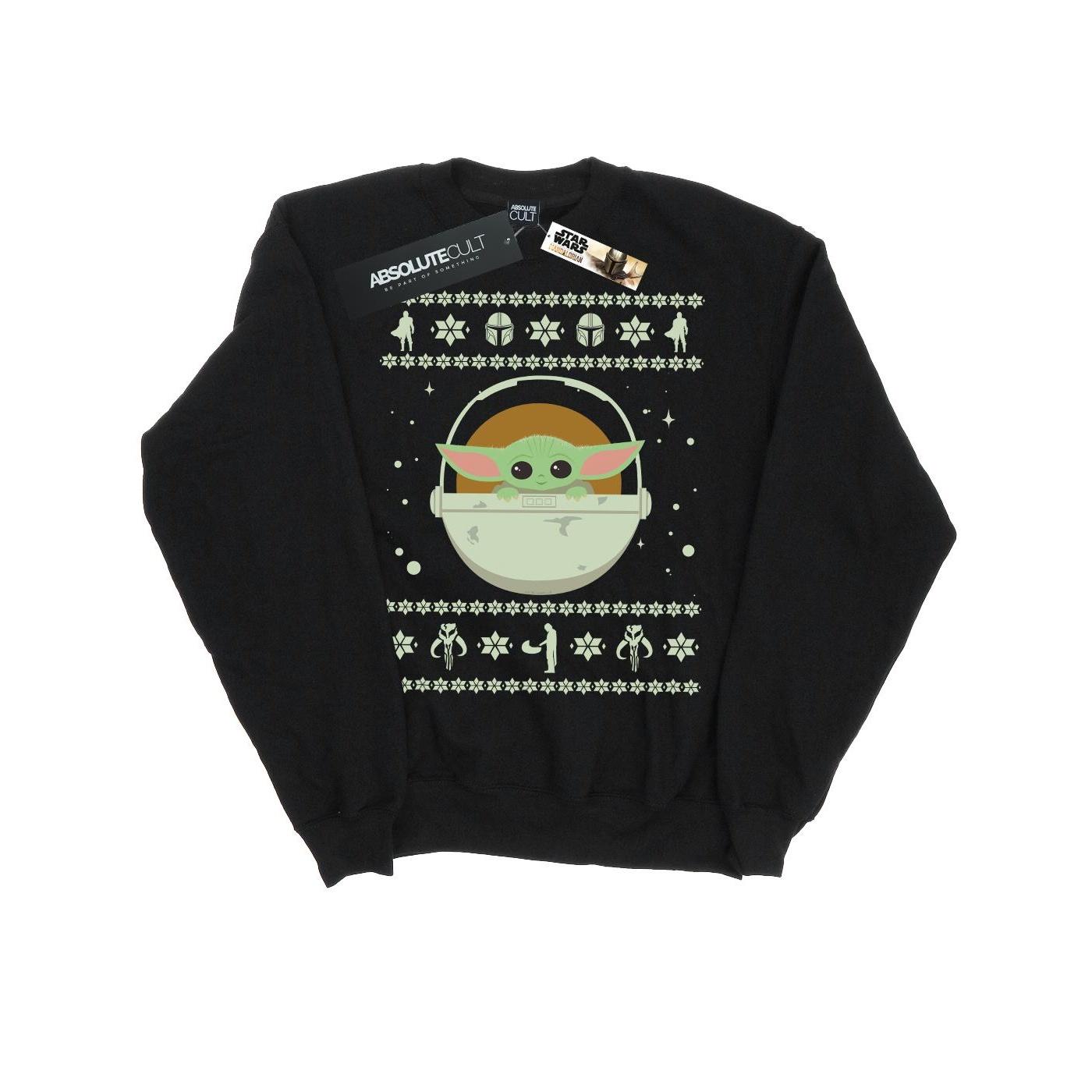 Star Wars Jongens The Mandalorian Het Kind Kerstmis Sweatshirt (Zwart)