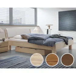 Hasena Oak-Line Wild Massivholzbett Cadro Ivio/Alpa 140x200 cm / Wildeiche natur