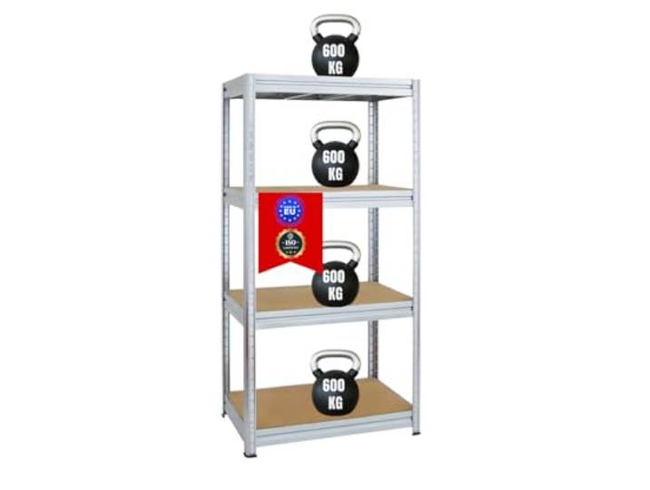 PROREGAL Schwerlastregal Dino 180x90x60 cm Fachlast 600kg Verzinkt, Garagenregal, Lagerregal, Steckregal, Kellerregal