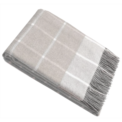 Plaid CASATEX "Harry Lontra", beige, B:130cm L:190cm, Kaschmir, Wolle, Wohndecken, elegantes Design, große Karos