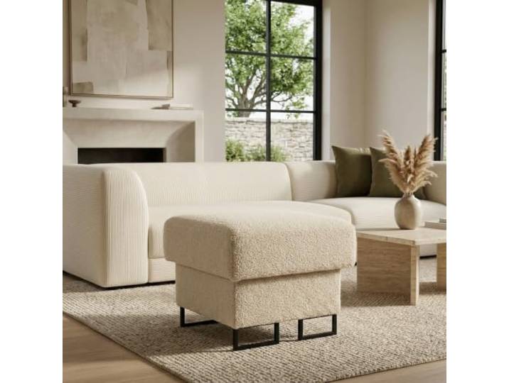 Family Meble Polsterhocker Savio Hunter – Fußhocker mit Stoff-Bezug und Stauraum – Beige · 10