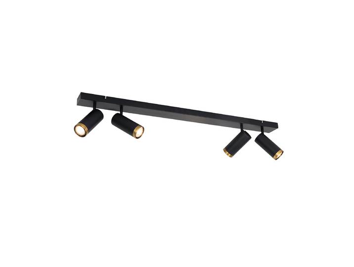 Plafonnier spot moderne noir avec bronze 4 lumières orientables -