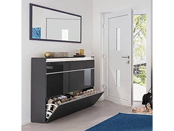 Web Furniture Magic Schuhregal, Melamin, Anthrazit, glänzend, groß, 48 Einheiten