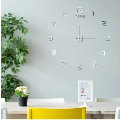 Inspire Curations Glow In The Dark Silent Wall Clock Modern DIY Luminous Home Decor silvery