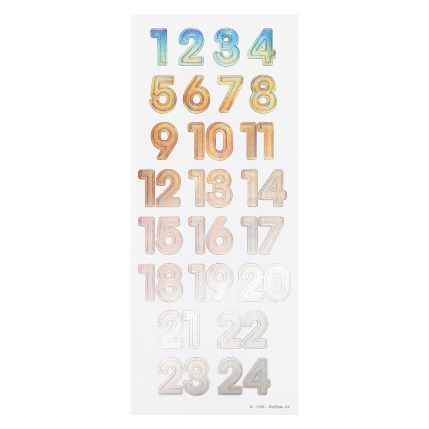 Folia Adventskalendersticker NUMBERS IRIDESCENT (24 Sticker) (15498)