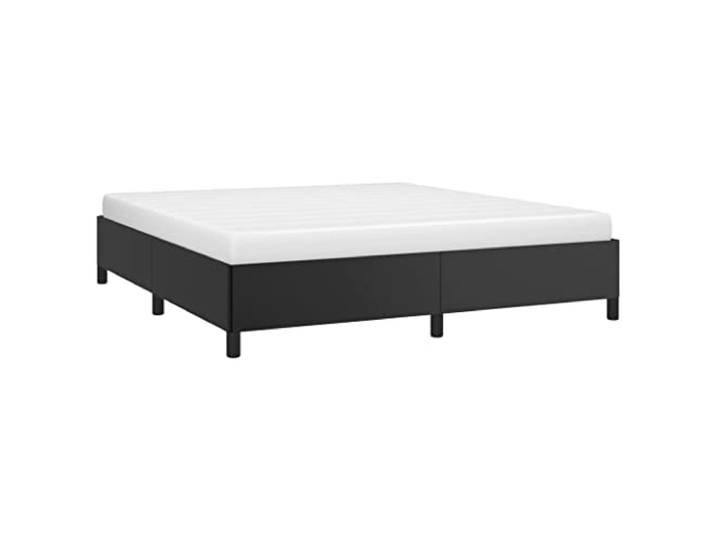 KTHLBRH Bettgestell schwarz 160 x 200 cm aus Kunstleder Lattenrost, Lattenrost, robuste Beine, leicht zu reinigen, für Schlafzimmer