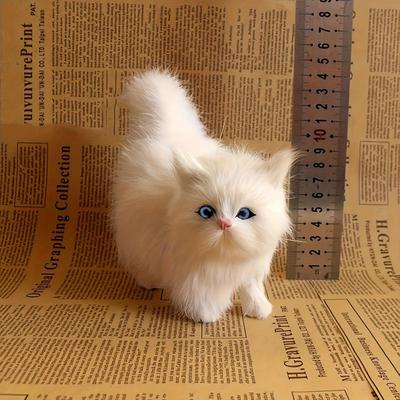 Inspired Finds Realistic Simulation Cat Plush Toy, Soft Stuffed Kitten For Kids And Cat Lovers white